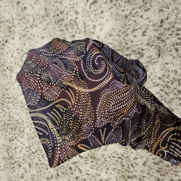 Johnny Was Jade Top L Whimsical Short Sleeve Semi Sheer Crew Neck Floral/Paisley - Picture 9 of 10